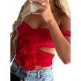 thumbnail image 2 of KelaJuan Women's Solid Color Tank Tops Fashion Sleeveless 3D Flower Front Ruched Crop Tops Clubwear, 2 of 6