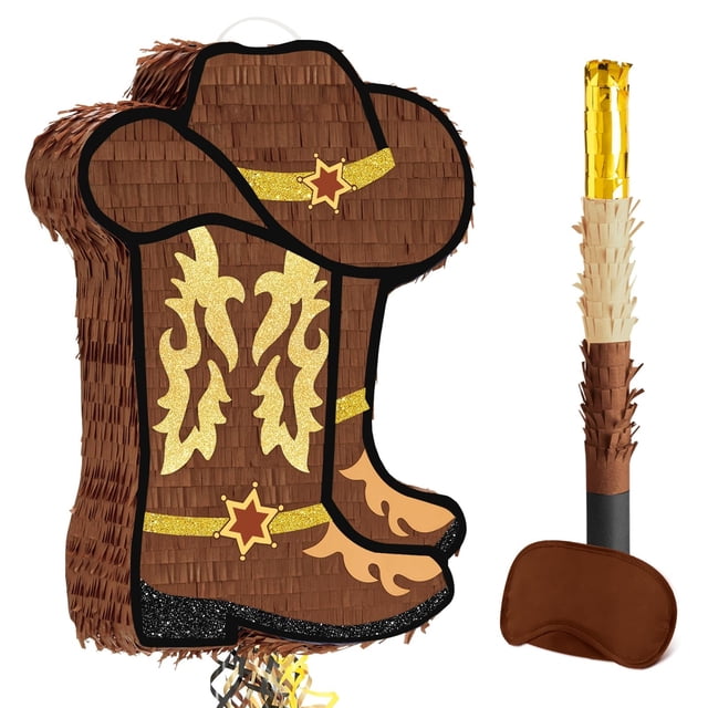 Bota vaquera estilo western de Piñata WERNNSAI, sombrero de vaquero Westworld, 42 cm