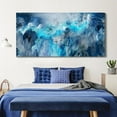 thumbnail image 4 of HFDF Large Canvas Wall Art Modern Abstract Art Paintings Navy Blue and Grey Graffiti Like a Raining Lake SceneArtwork Pictures for Living Room Bedroom Hallway Wall Decorin 16x12inch Framed, 4 of 5