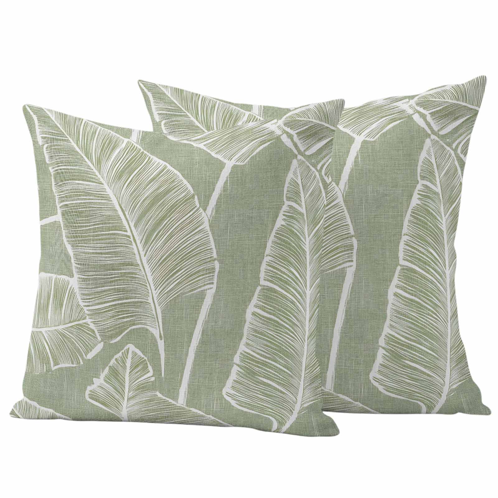 Pack of 2 Outdoor Pillow Covers,Waterproof Tropical Bloom Silhouettes Throw Pillow Covers,Green Palm Leaf Decorative Pillowcases Cushion Covers for Patio Couch Pillow Sham Protector 20x20 Inch