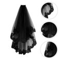 thumbnail image 3 of GAXIRE Velo corto de encaje para Halloween, estilo bruja, estilo retro, para fiesta de disfraces (negro), 3 of 4