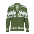 thumbnail image 2 of Men's Christmas Sweater Long Sleeve V Neck Lapel Button Down Knitted Coat Mint Green S, 2 of 4