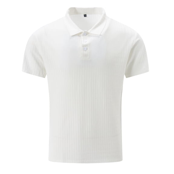 Mens Polo T Shirt Short Sleeve Button Down Tees Shirt Loose Fit White Clothes for Men