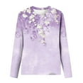 thumbnail image 5 of Leesechin Women's Juniors Clothing Round Neck Loose Tops Casual Print T-Shirts Long Sleeve Blouse in Clearance, 5 of 5