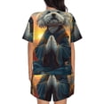 thumbnail image 6 of Fuzoiu Sunset Meditating Bichon Frise Print Women's Short-Sleeved Pajama Set,Lounge Sleepwear Set,Womens Pajama Sets 2 Piece,Button-Up Top and Shorts with Pockets-Medium, 6 of 7