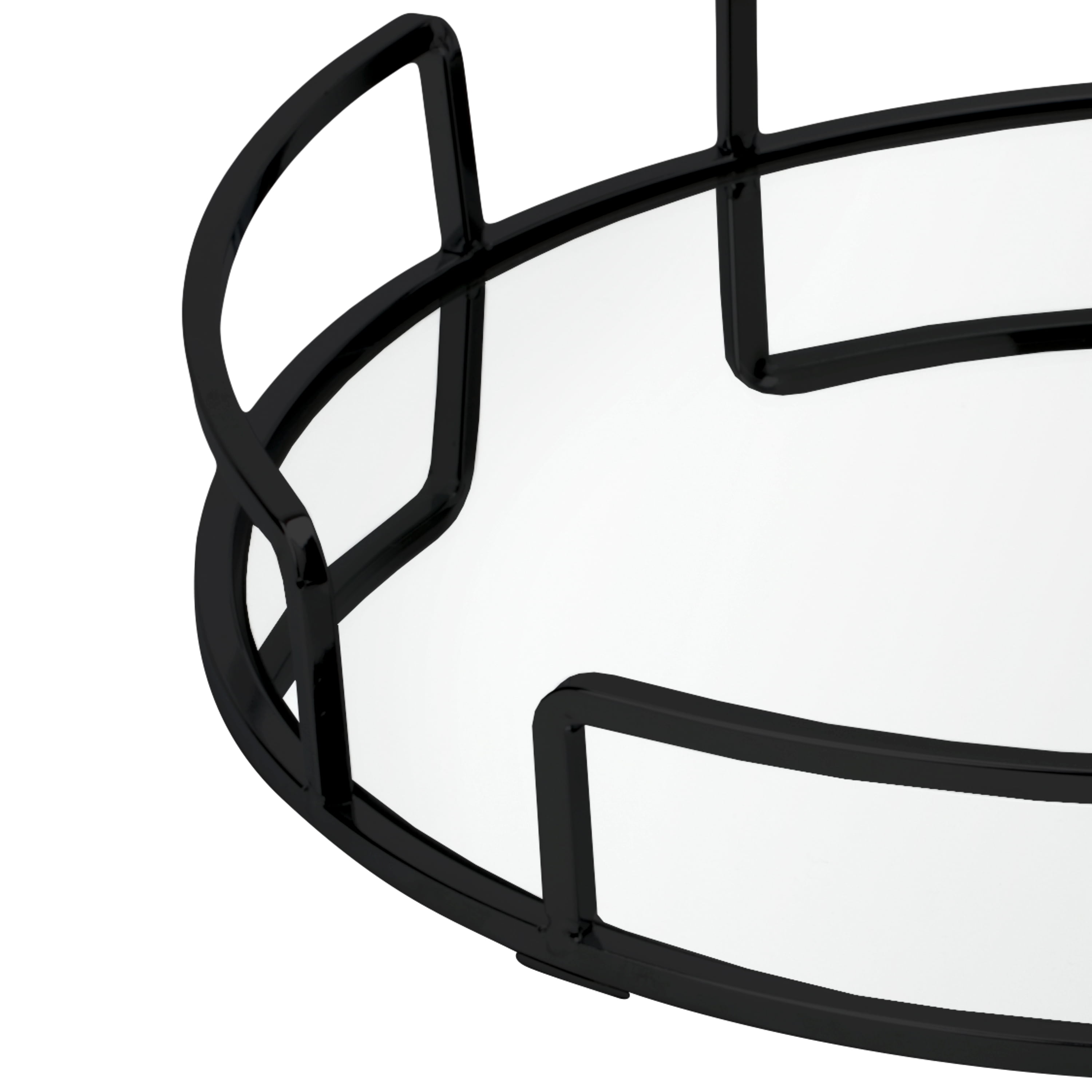 Home Details Modern Round Design Mirror Vanity Tray in Matte Black, 13" x 13" x 2.05"