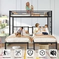 thumbnail image 2 of Firscook Twin Triple Bunk Bed, Heavy Duty Metal Frame Twin Over Twin Over Twin with Guardrails & Ladder, Fast Assembly,Black, 2 of 7