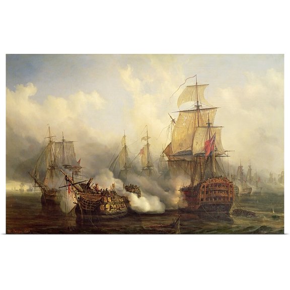 Great BIG Canvas | Rolled Auguste (1805-1890) Mayer Poster Print entitled The Redoutable at Trafalgar, 21st October 1805