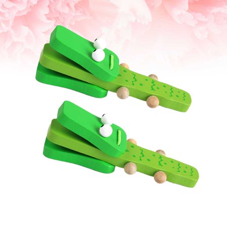 NICEXMAS Toy Instruments Wooden Castanet Toy Green 2Set Rhythm Training