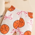 thumbnail image 7 of mgoYE Basketball Baby Girl Outfit Newborn Basketball Bow Short Sleeve Romper Flare Pants Headband Set 3Pcs Summer Outfits(Beige,6-12 Months), 7 of 7