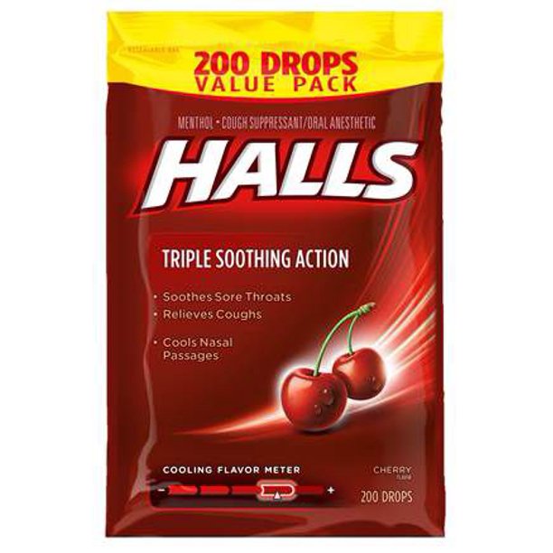 Product of Halls Cherry Cough Suppressant Drops, 200 ct.