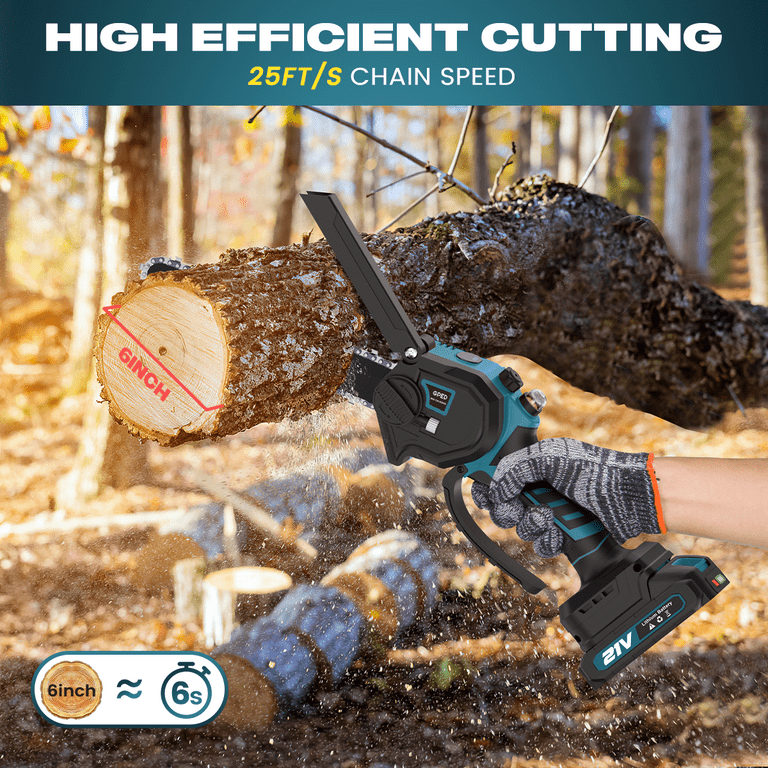 Mini Chainsaw Cordless 6 8 Inch with 2 Battery Oiler System Mini Power Chain Saw Handheld Chain Saw With Security Lock Small Electric Chainsaws