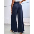 thumbnail image 6 of Women Linen Palazzo Pants Wide Leg Summer Boho High Waist Casual Lounge Pants Beach Travel Vacation Outfits Navy Blue XL, 6 of 8