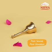 Shubhkart Solid Brass Ghanti for Pooja | 4 Inches Puja Bell for Temple | Hand Held Bell for Events Decoration, Food Line, Alarm, Jingles, Ringing and Service Bell (Large)