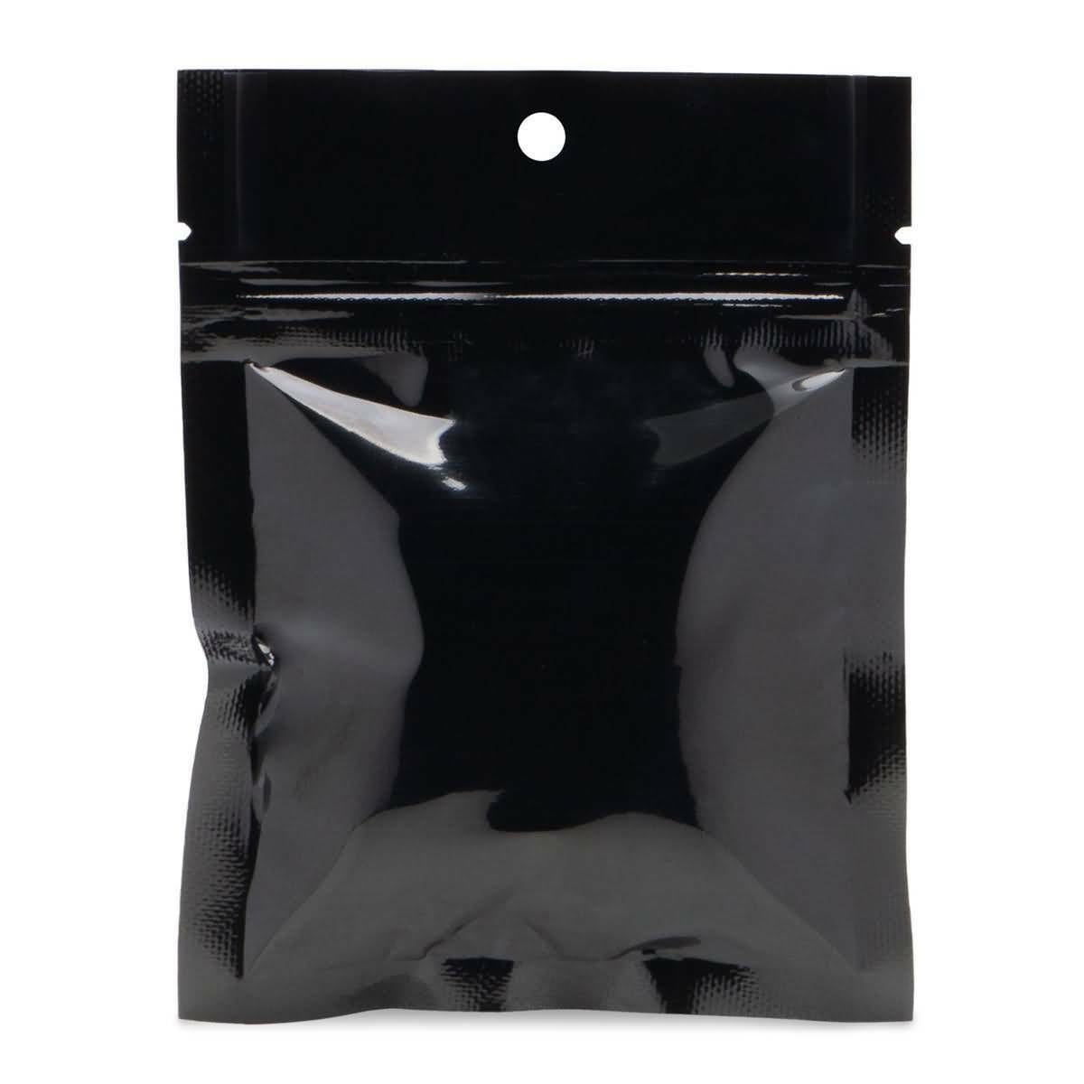 50 Pack Black 3.5' x 4.5' Flat Food Pouch Ziplock Mylar Smell Proof Bags