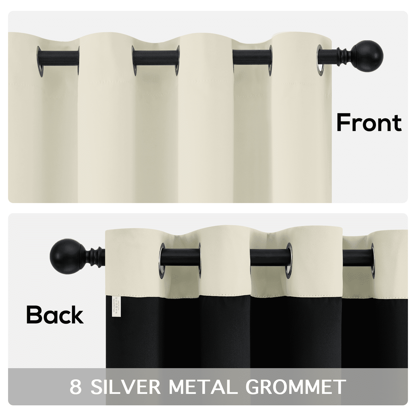 Yakamok 100% Cream Blackout Curtains for Bedroom, Light Blocking Thermal Insulated Noise Reducing Blackout Drapes for Living Room(52Wx84L, 2 Panels)