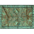 thumbnail image 1 of Ahgly Company Machine Washable Indoor Rectangle Animal Turquoise Blue Traditional Area Rugs, 7' x 9', 1 of 4