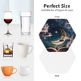 thumbnail image 6 of Honeii Artistic Starry Sky Moon Book print Leather Coaster Set of 4, ideal for safeguarding your furniture from drinks spills and effortless cleanup-Hexagon, 6 of 6
