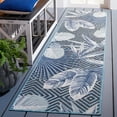 thumbnail image 2 of SAFAVIEH Cabana Salima Botanical Indoor/Outdoor Runner Rug, Aqua/Navy, 2' x 10', 2 of 8