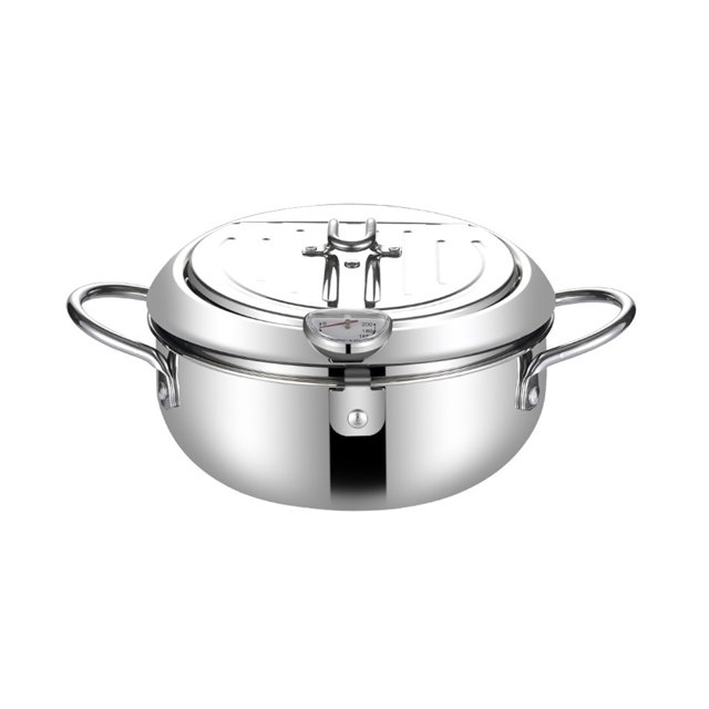 Inteprter Olla para freír profunda de 2,2/3,2 l, freidora de acero inoxidable, freidora Tempura, sartén para cocina, olla frita con termómetro y tapa Electrodomésticos Grad-24cm Inteprter HA004179-02