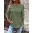 thumbnail image 4 of OYOANGLE Women's Swiss Dots Half Sleeve Blouse Keyhole Back Summer Tops Green L, 4 of 6
