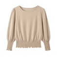 thumbnail image 4 of POROPL Women's Blouses 3/4 Sleeve Puff Elastic Cinched Waist Top Casual Dressy Smocked Blouses, 4 of 7