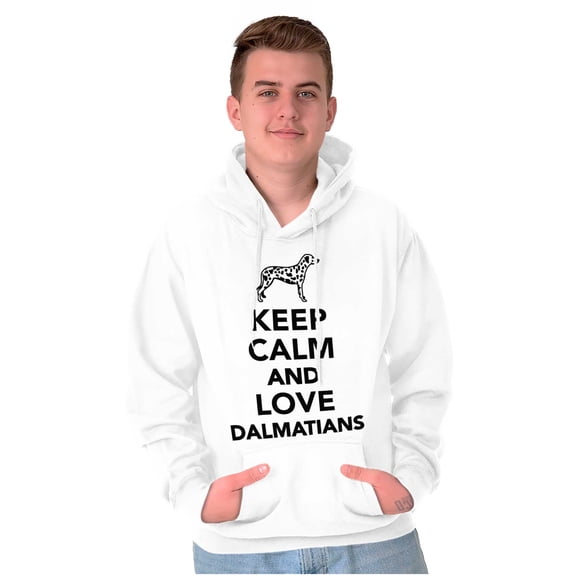 Keep Calm Love Dalmatians Dog Joke Unisex Plus Fleece Graphic Hoodie Brisco Brands 2X