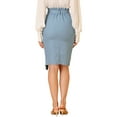 thumbnail image 4 of INSPIRE CHIC Women's Button Decor Split Belted Tie Waist Pencil Skirt S Light Blue, 4 of 8