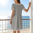 thumbnail image 4 of Lmueinov Women's Lace Trim Short Sleeve Nightgown, Soft Stretchy Casual Sleep Dress Nightshirt S-3XL, 4 of 8