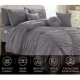 thumbnail image 2 of Mocassi 10pc Pleated Bed-in-a-Bag, Ruched Ruffle Comforter Set Featuring Decorative Pillows and Fitted Sheet Full/Queen, Gray, 2 of 5