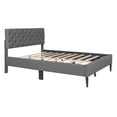 thumbnail image 4 of BTMWAY Full Size Upholstered Platform Bed with Headboard and Wooden Slats, Bedroom Full Bed Frame No Box Spring Needed, Gray, 4 of 9