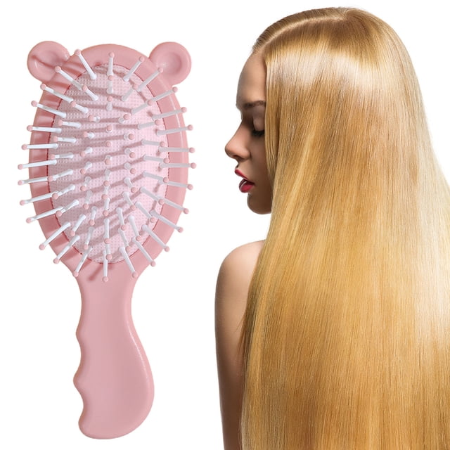 Fiudx Mini Cepillo para El Cabello con Diseño de Orejas de Gato, Ligero y Desenredante para Viajes, Cerdas Suaves, Solución para El Cuidado Del Cabello, Regalo para Niñas, Peinado para Llevar, Varios