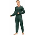 thumbnail image 2 of MoFiz Men's Bamboo Pajamas Set Long Sleeve V-Neck Top and Pants with Pockets Loungewear 2-Piece for Men, 2 of 6