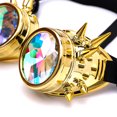 thumbnail image 3 of C.F.GOGGLE Rivet Kaleidoscope Rave Rainbow Crystal Lenses Steampunk Goggles, Black/ Copper/ Brass, 3 of 3