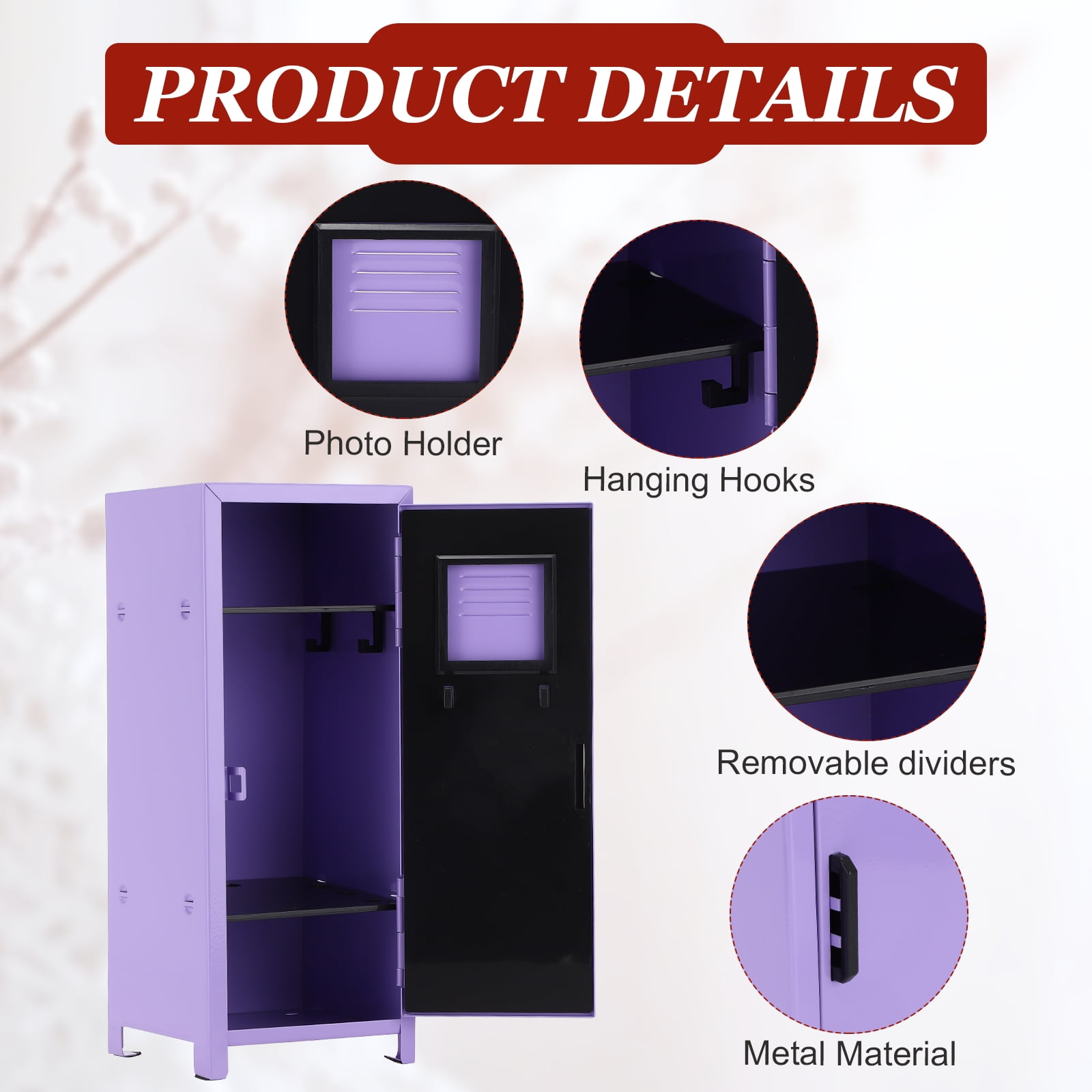 Mini Locker 4.3 x 10.8 Inch, 2 Pcs Small Locker with Lock Keys, Metal Money Safe Storage Box for Desk Bedroom, Light Purple/Purple