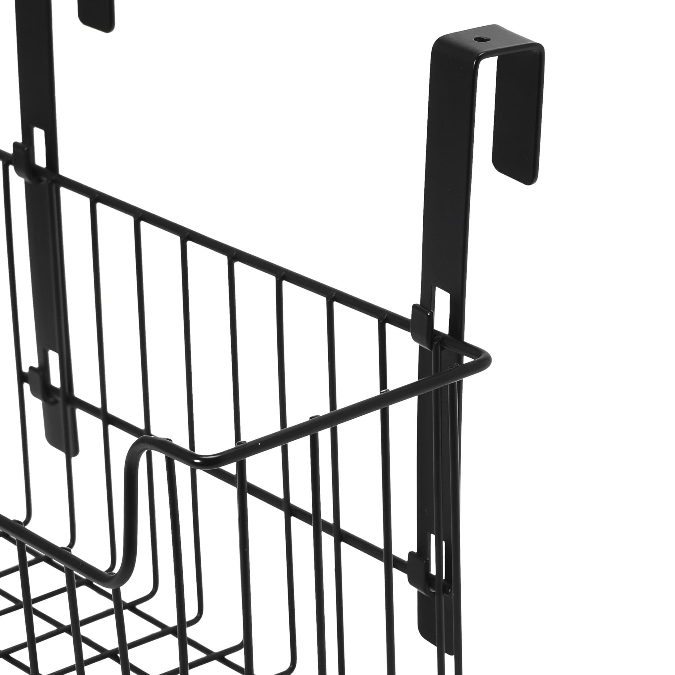 Household Essentials Over the Door Cut Out Metal Basket, Black