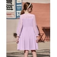 thumbnail image 5 of Arshiner Girl's Contrast Mesh Puff Long Sleeve High Waist A Line Black Short Dress with Pockets, 5 of 6