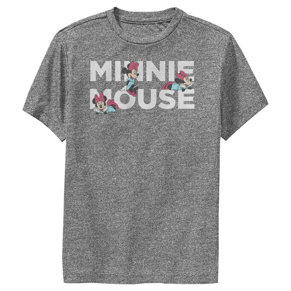 Boy's Mickey & Friends Playful Minnie  Performance Graphic Tee Charcoal Heather X Large