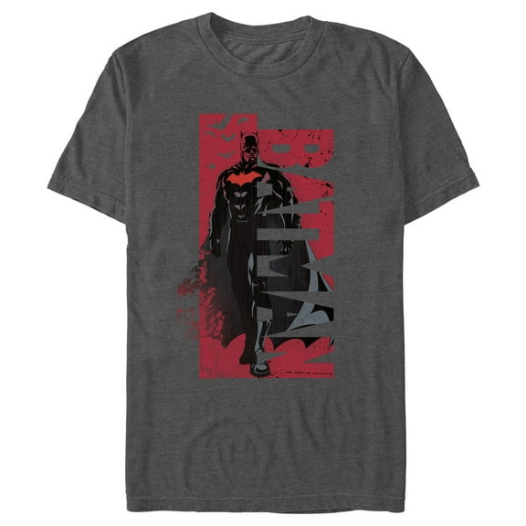 Men's Batman Red and Black Silhouette Logo Graphic T-Shirt