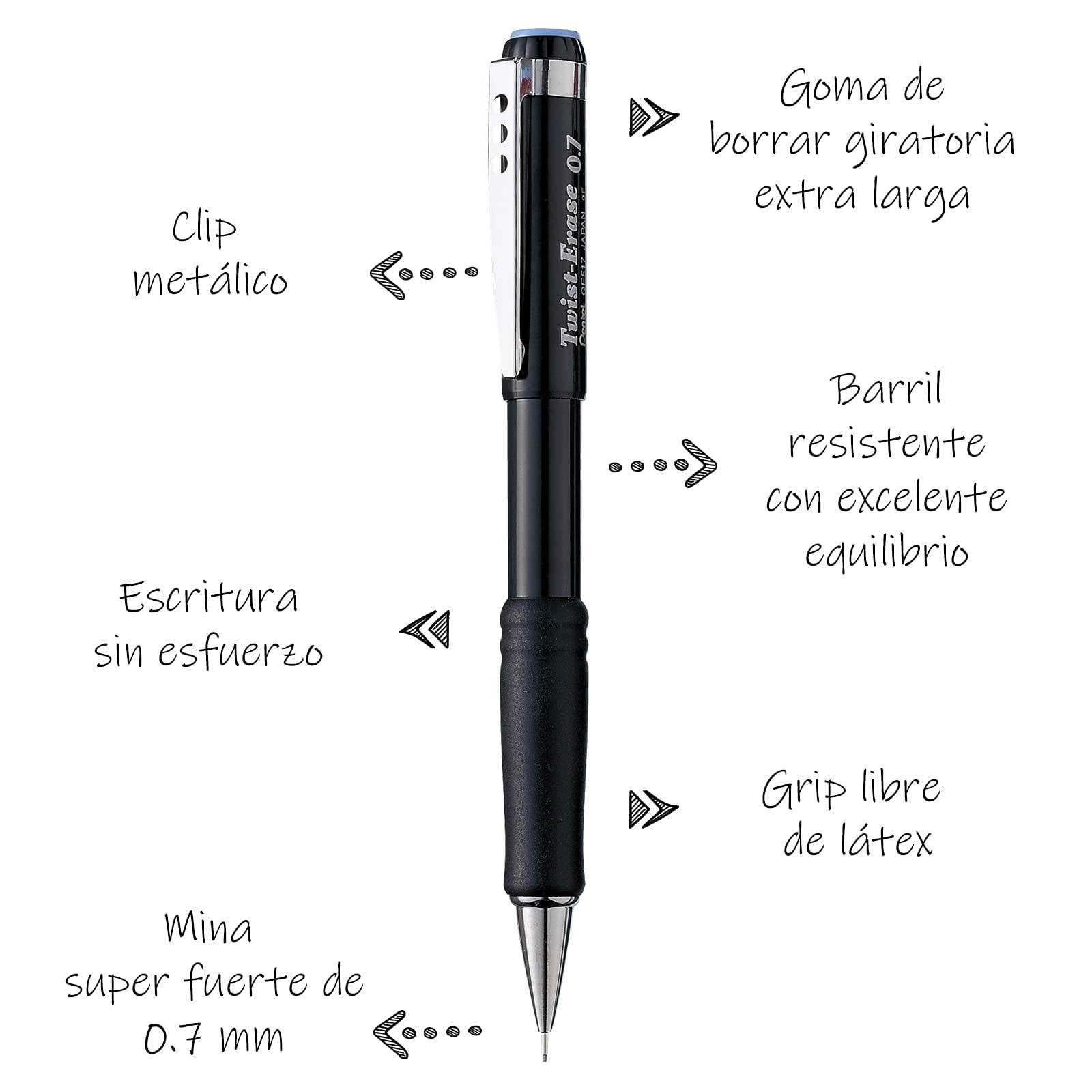 Twist-Erase III Mechanical Pencil (0.7mm), Black Barrel, 12 Count