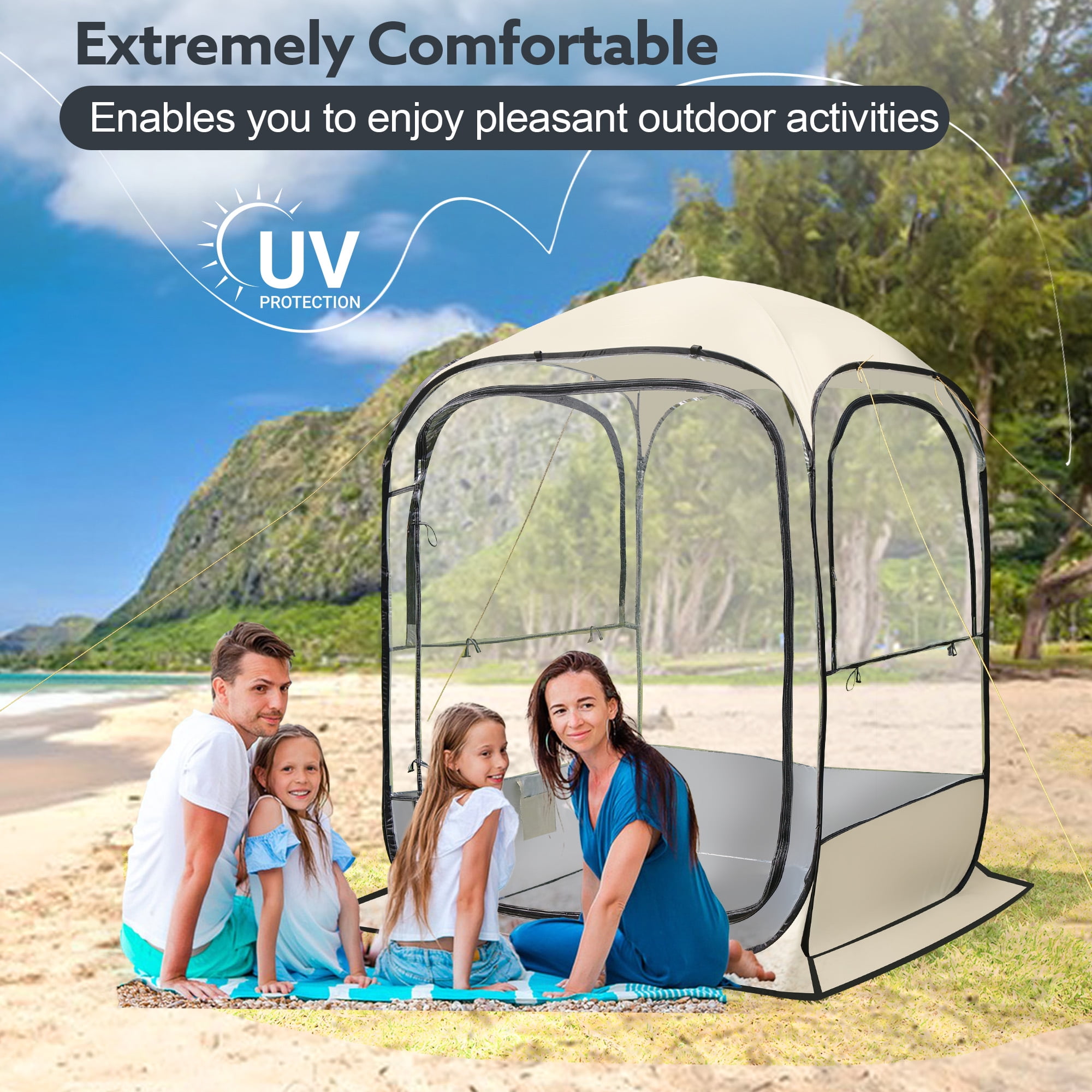 51 × 51 × 67 inch all-weather pop-up tent, instant bubble tent for 2-3 people, rain proof camping sunshade with ventilation windows, spacious indoor space for cold and wind resistance, suitable for s