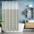 thumbnail image 2 of Gray Green Geometric No Hook Shower Curtain with Snap in Liner Modern Abstract Art Striped Plaid Woven Texture Waterproof Bathroom Shower Curtain with See Through Top Window for Bathtub 54" x 78", 2 of 9