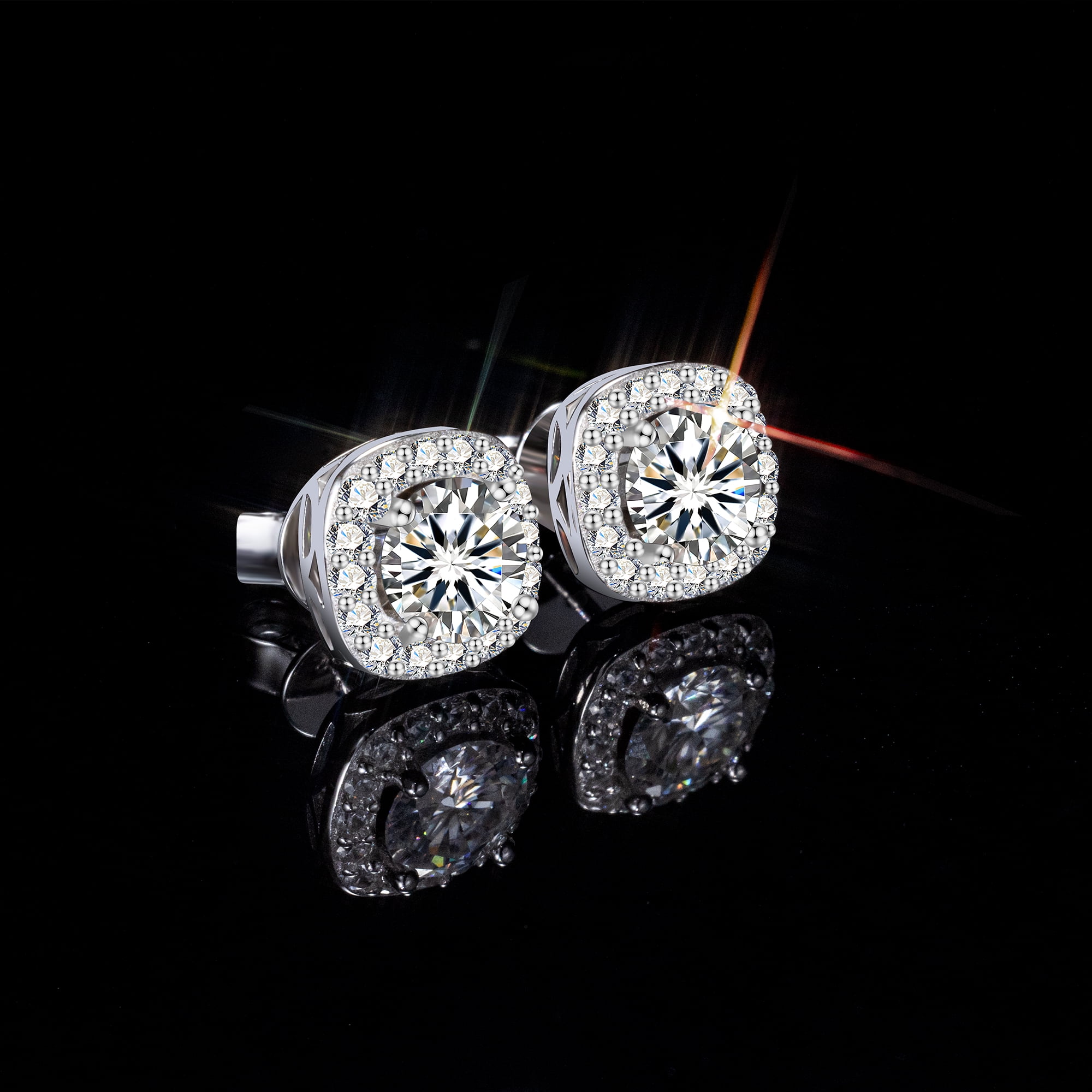 LANCHARMED Moissanite Earrings Stud for Women, 925 Sterling Silver White Gold Plated 1-2 Carat Lab Created Diamond Earring Jewelry Gifts for Women