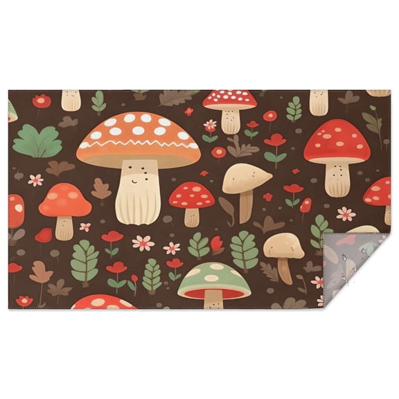 Colorful Mushroom Flower Dark Pattern Rectangle Tablecloth 60"x102",Waterproof Polyester Rectangle Table Cloth, Wipeable Spillproof Polyester Tablecloth for Dining, Camping, Indoor and Outdoor