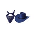 thumbnail image 2 of Yruioon Kids Western Cowboy Accessory Bandanna Scarf with Hat Outfits Cosplay Fancy Party Dress Up Navy Blue One Size, 2 of 3