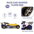 thumbnail image 3 of BFJDM Twin-Size Car Bed for Kids, Race Car-Shaped Wooden Platform Bed Frame with Headboard, Wheels for Boys, Toddlers, and Children's Bedrooms Blue, 3 of 9