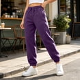 thumbnail image 2 of Women's Jogger Pants Drawstring Elastic Waist Loose Fit Solid Color Casual Sweatpants Lounge Pants with Pockets, 2 of 5