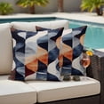 thumbnail image 4 of Navy Blue Burnt Orange Outdoor Waterproof Pillow Covers, Geometric Retro Abstract Decorative Square Throw Pillowcase Sofa Cushion Sham for Patio/Couch/Chair, 20"x20" 2 Pack, 4 of 8