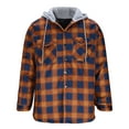 thumbnail image 3 of Men's Checkered Snap Fastener Fleece Jacket, Long Sleeve Hooded Casual Coat with Pockets for Fall, 3 of 6