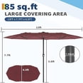 thumbnail image 5 of EastVita 13Ft Large Patio Umbrella Outdoor with Easy Crank Handle Durable Weather-Resistant Fabric UV Protection for Pool Lawn and Garden Wine Red(Without base), 5 of 6